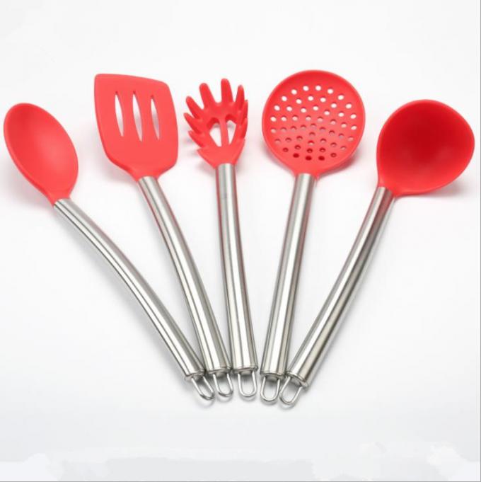 5 pcs sets silicone kitchen tool sets with stainless steel handle