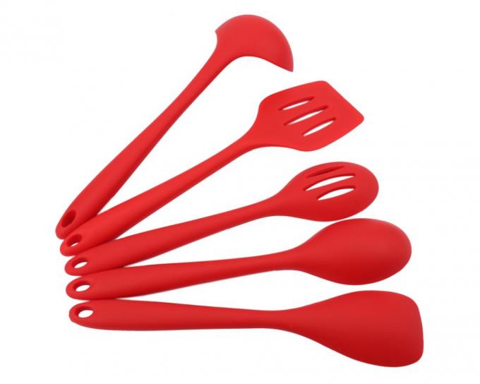 Food Grade Red color Silicone Cooking Kitchen Tools Sets 5 different styles