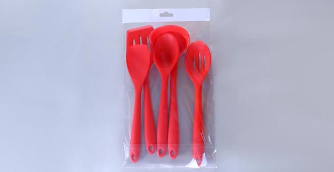 Food Grade Red color Silicone Cooking Kitchen Tools Sets 5 different styles