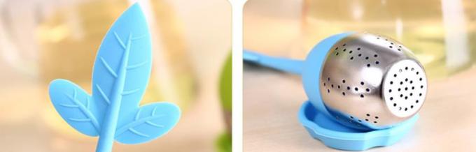 Three Leaf Shape Food Grade safe Silicone Tea bag with plate BPA Free