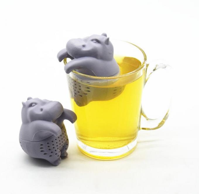 Grey Color Hippo Shaped design Food Grade Silicone Tea Infuser