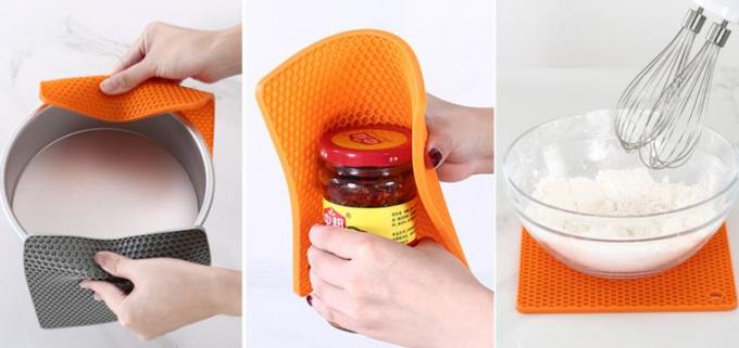 Small Honeycomb Silicone Kitchen Tools Plated 18.2*18.2*0.6cm For Baby