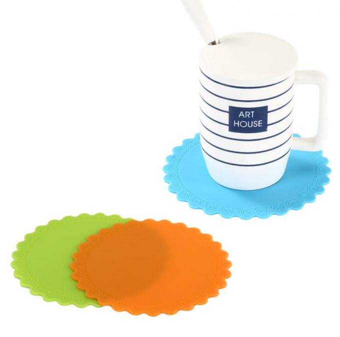 Non Stick Silicone Cooking Products Medium Size Cup Mat Rose Flower Style