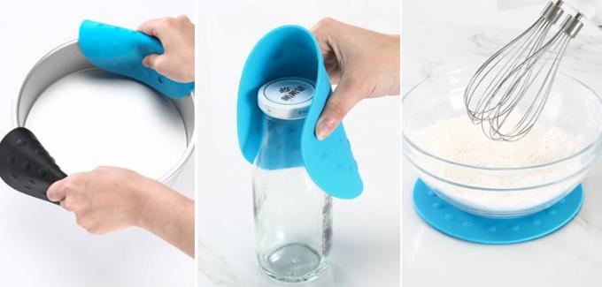 Round Rubber Cooking Utensils , Silicone Baking Mat Embossed Dots Style