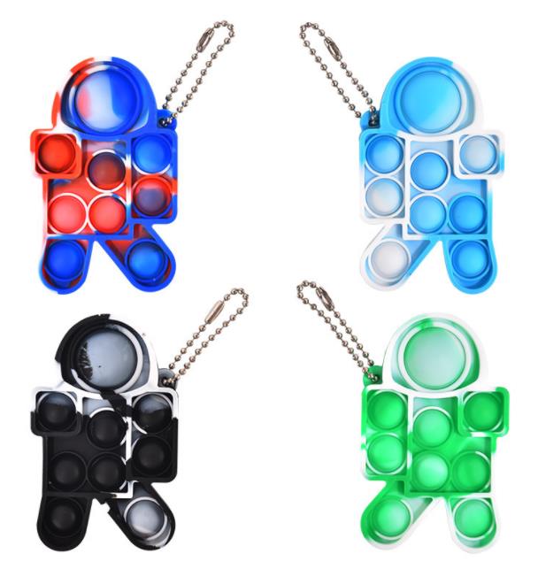 Silicone Stress Relief Push Bubble Keychain Set Bubble Popper cartoon Mini Push Pop Fidget Keychain | Featured Image