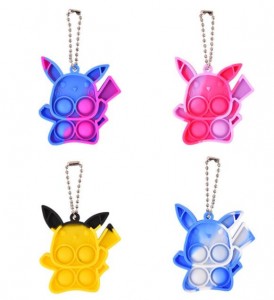 Silicone Stress Relief Push Bubble Keychain Set Bubble Popper cartoon Mini Push Pop Fidget Keychain |