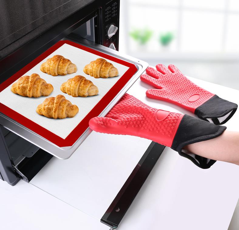 Fast shipping custom printing logo silicone cotton oven mitts | Featured Image