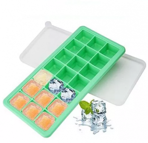 21 Cavities  Rectangular Shape Silicone Ice Cube Tray Mold with lids