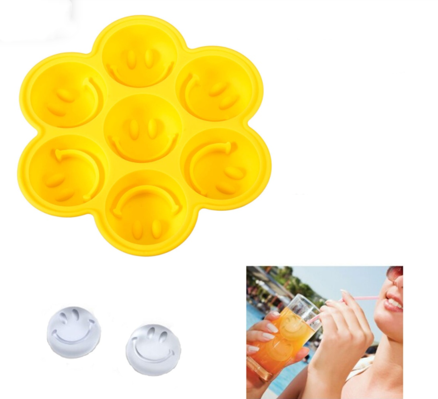 Factory wholesale Round Ice Cube Tray Silicone - Round Silicone Ice Cube Molds , Shaped Ice Cube Trays Smiling Face Shape - Jingqi | detail pictures