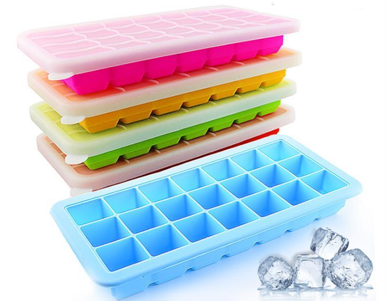 OEM Customized Large Silicone Cube Mold - 21 Cavities Rectangular Shape Silicone Ice Cube Tray Mold with lids - Jingqi | detail pictures